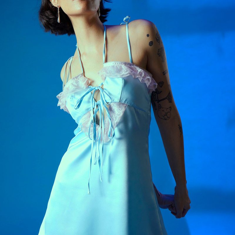 Lauren Satin Dress (Light Blue) 勞倫緞面女僕洋裝/水藍