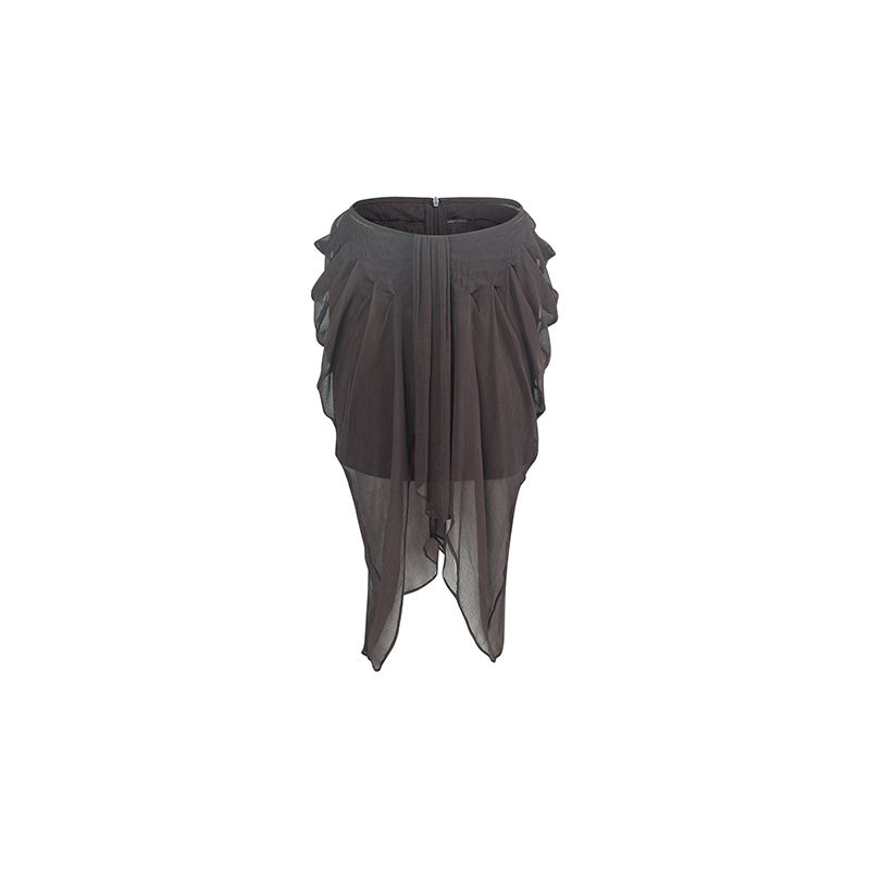RoomSERVICE Chocolate Ruched Draped Midi Skirt