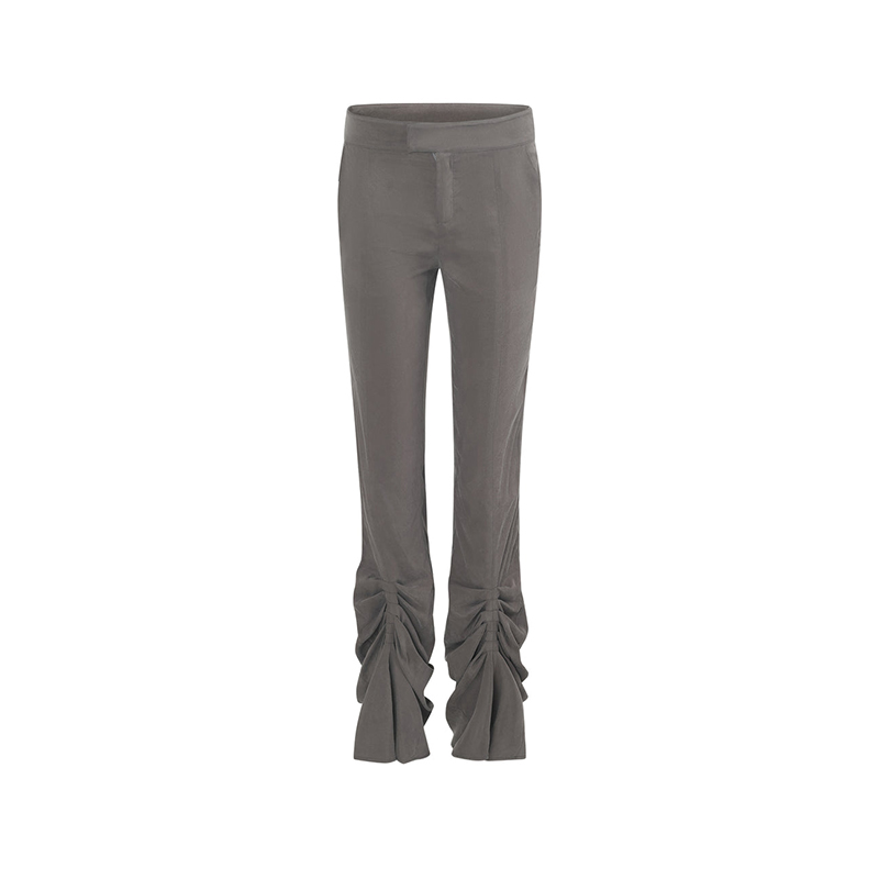 RoomSERVICE Grey Horizontal Pleated Draped Flare Pants